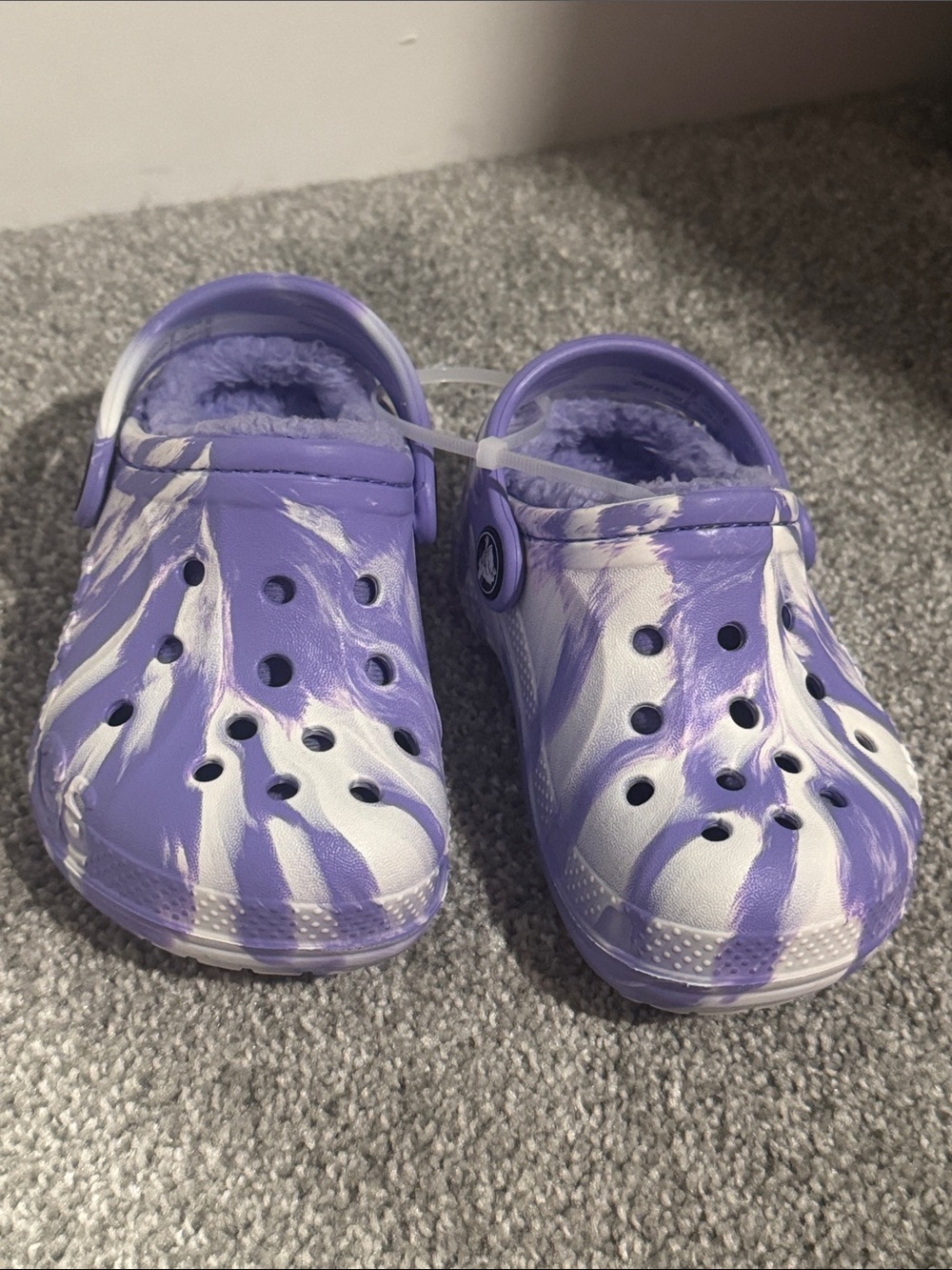 CROCS Toddler CLASSIC LINED MARBLED CLOG Fuzz Lined NWOT